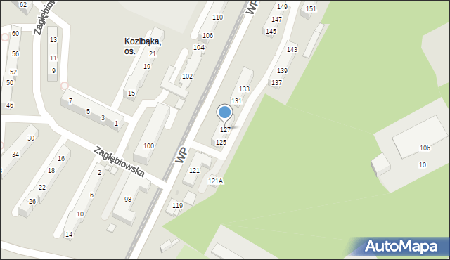 Sosnowiec, Wojska Polskiego, 127, mapa Sosnowca