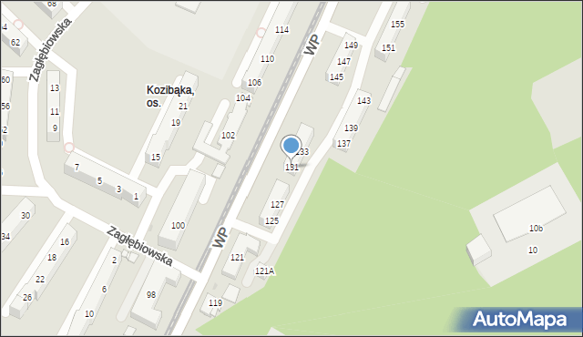 Sosnowiec, Wojska Polskiego, 131, mapa Sosnowca