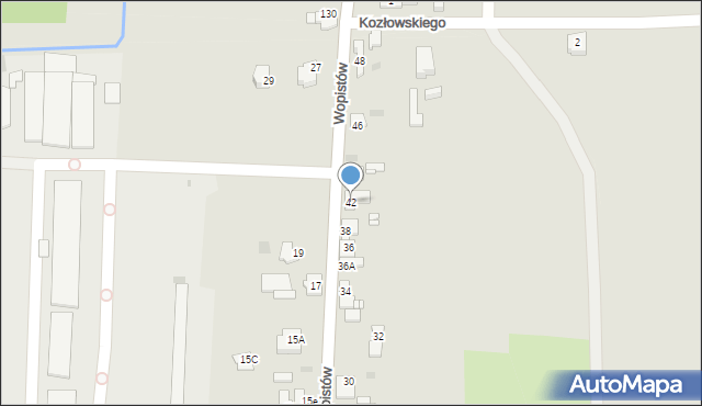 Sosnowiec, Wopistów, 42, mapa Sosnowca