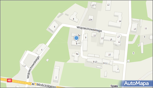 Spała, Wojciechowskiego Stanisława, prezydenta, 5, mapa Spała