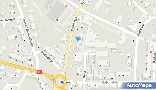 Strzelin, Wolności, 4, mapa Strzelin