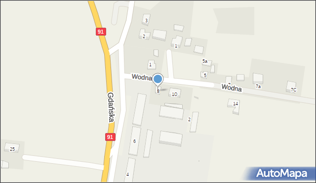 Subkowy, Wodna, 8, mapa Subkowy