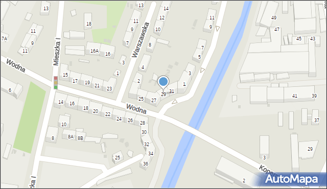 Świdnica, Wodna, 29, mapa Świdnicy