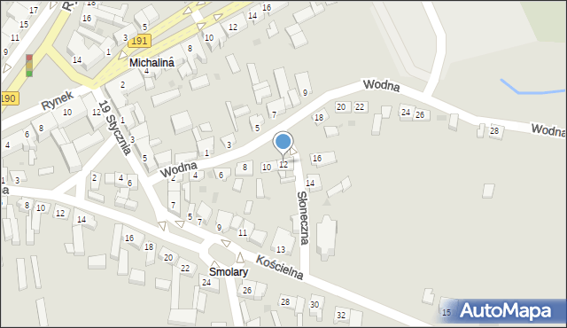 Szamocin, Wodna, 12, mapa Szamocin