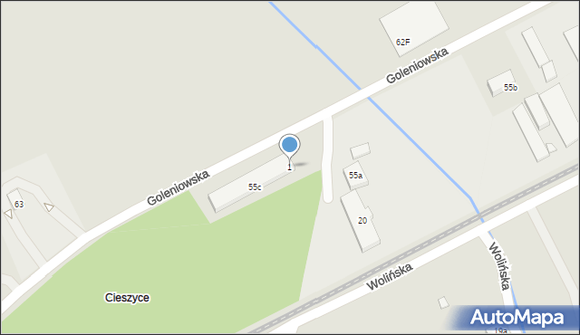 Szczecin, Wolińska, 1, mapa Szczecina