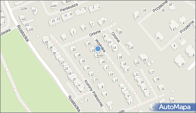 Szczecin, Wodnika, 21, mapa Szczecina