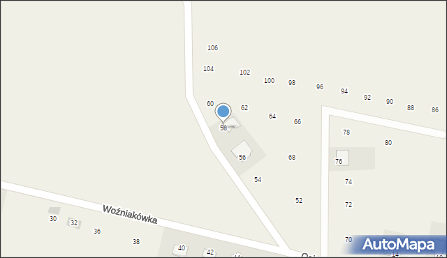 Szewna, Woźniakówka, 58, mapa Szewna