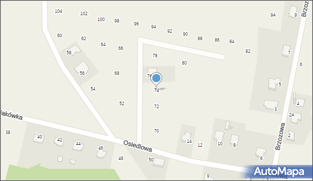 Szewna, Woźniakówka, 74, mapa Szewna