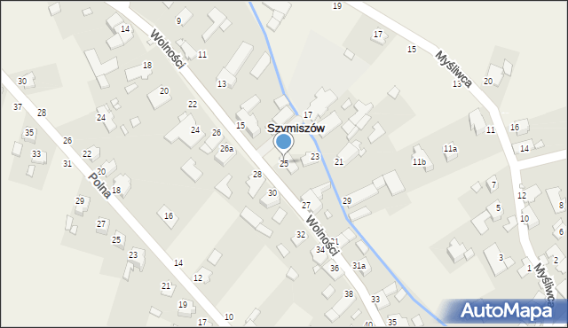 Szymiszów, Wolności, 25, mapa Szymiszów