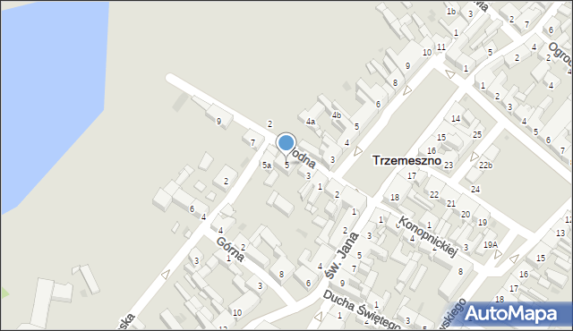 Trzemeszno, Wodna, 5, mapa Trzemeszno