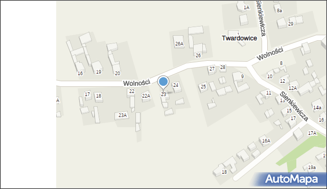 Twardowice, Wolności, 23, mapa Twardowice