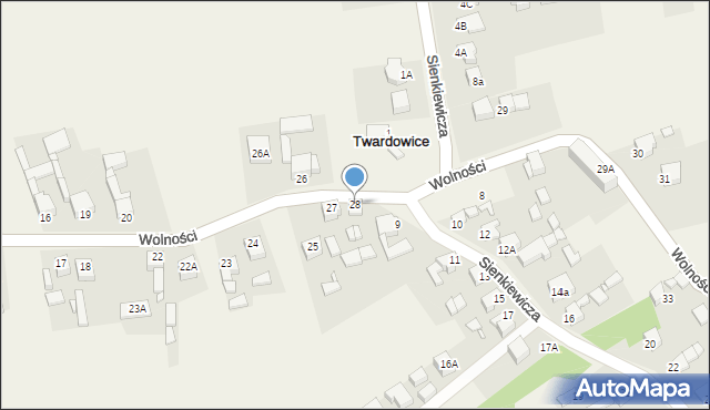 Twardowice, Wolności, 28, mapa Twardowice