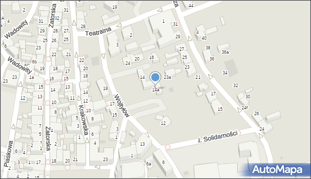 Wadowice, Wojtyłów Emilii i Karola, 14a, mapa Wadowice