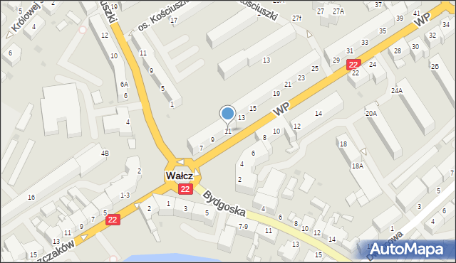 Wałcz, Wojska Polskiego, 11, mapa Wałcz