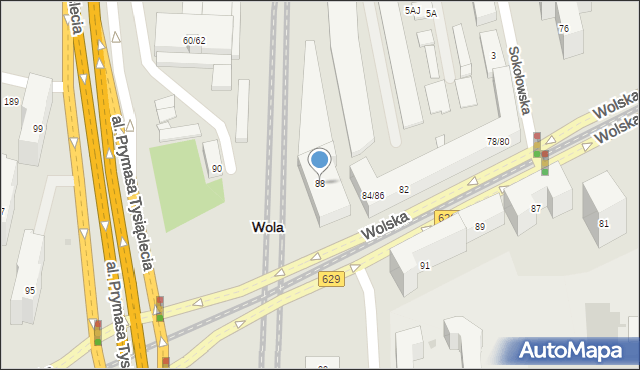 Warszawa, Wolska, 88, mapa Warszawy