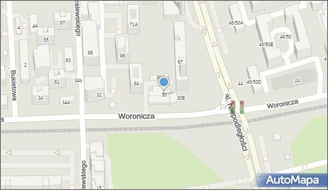 Warszawa, Woronicza Jana Pawła, 30, mapa Warszawy