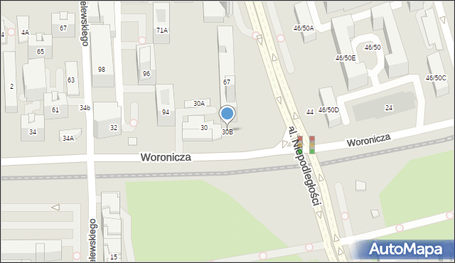 Warszawa, Woronicza Jana Pawła, 30B, mapa Warszawy