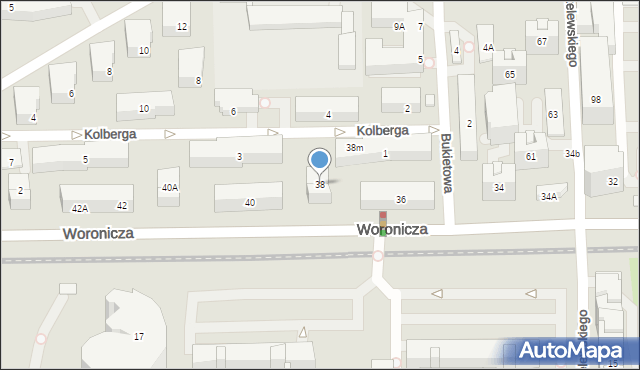 Warszawa, Woronicza Jana Pawła, 38, mapa Warszawy