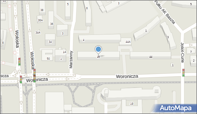 Warszawa, Woronicza Jana Pawła, 46, mapa Warszawy