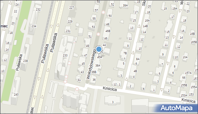 Warszawa, Wołodyjowskiego Michała, 40A, mapa Warszawy