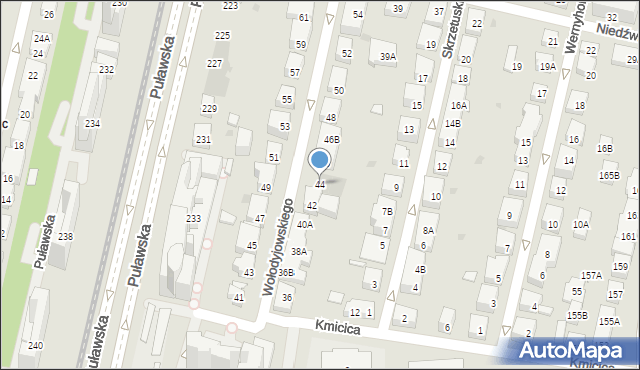 Warszawa, Wołodyjowskiego Michała, 44, mapa Warszawy