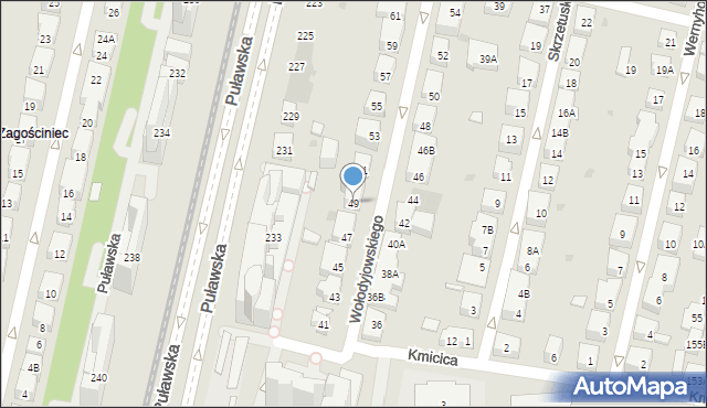 Warszawa, Wołodyjowskiego Michała, 49, mapa Warszawy