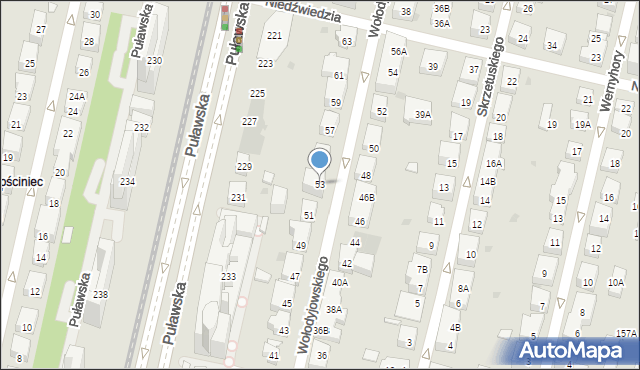 Warszawa, Wołodyjowskiego Michała, 53, mapa Warszawy