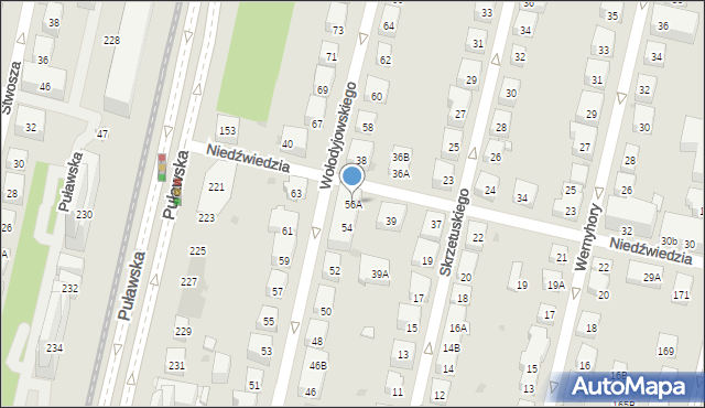 Warszawa, Wołodyjowskiego Michała, 56A, mapa Warszawy