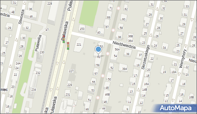 Warszawa, Wołodyjowskiego Michała, 61, mapa Warszawy