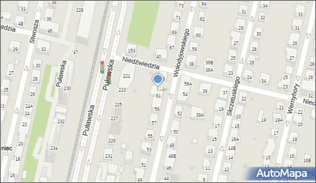 Warszawa, Wołodyjowskiego Michała, 61A, mapa Warszawy