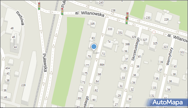 Warszawa, Wołodyjowskiego Michała, 72m, mapa Warszawy