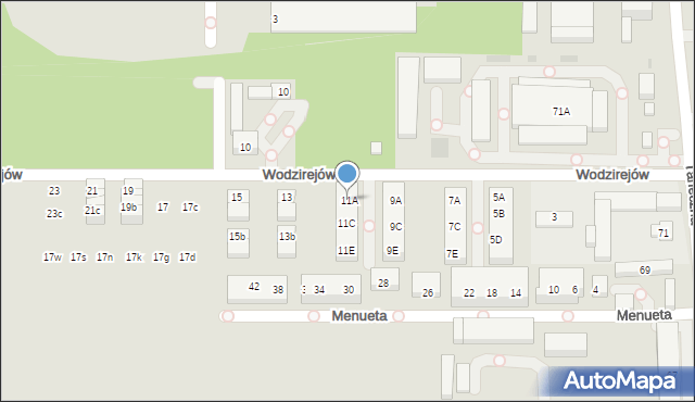 Warszawa, Wodzirejów, 11A, mapa Warszawy