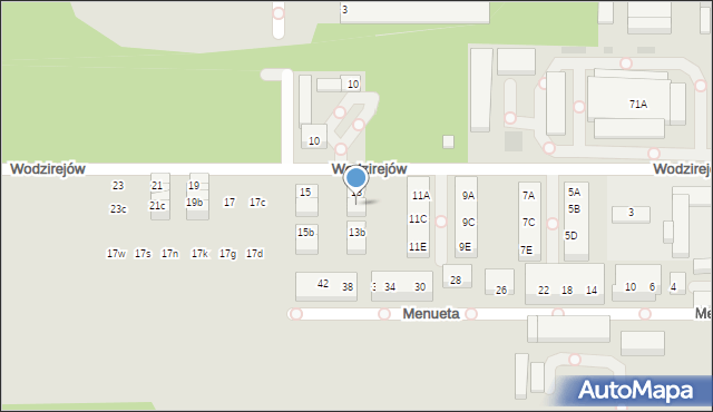 Warszawa, Wodzirejów, 13a, mapa Warszawy