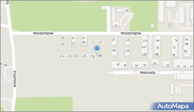 Warszawa, Wodzirejów, 17e, mapa Warszawy