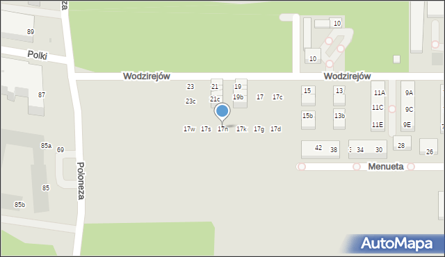 Warszawa, Wodzirejów, 17n, mapa Warszawy