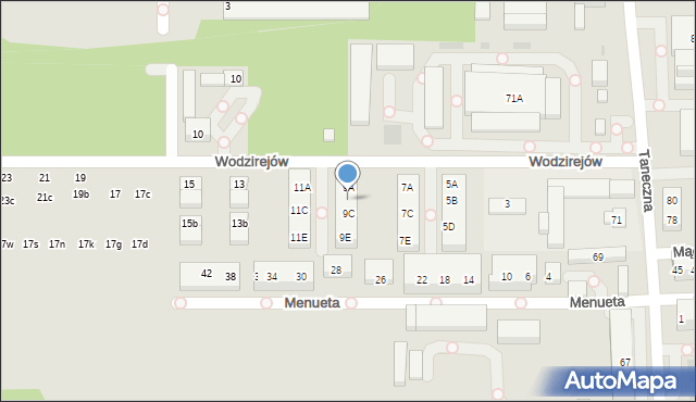 Warszawa, Wodzirejów, 9B, mapa Warszawy