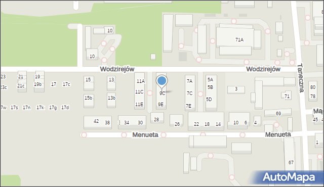 Warszawa, Wodzirejów, 9C, mapa Warszawy