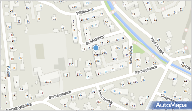 Warszawa, Wojskowa, 36B, mapa Warszawy