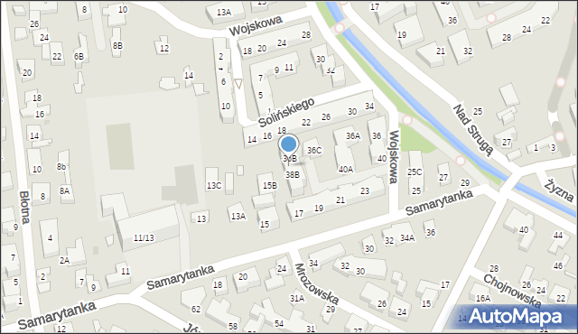 Warszawa, Wojskowa, 36D, mapa Warszawy