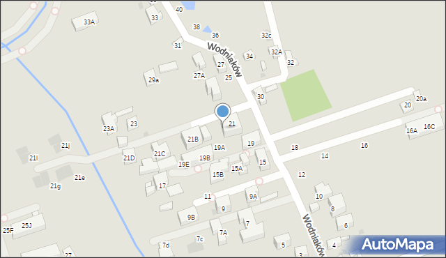 Warszawa, Wodniaków, 21A, mapa Warszawy