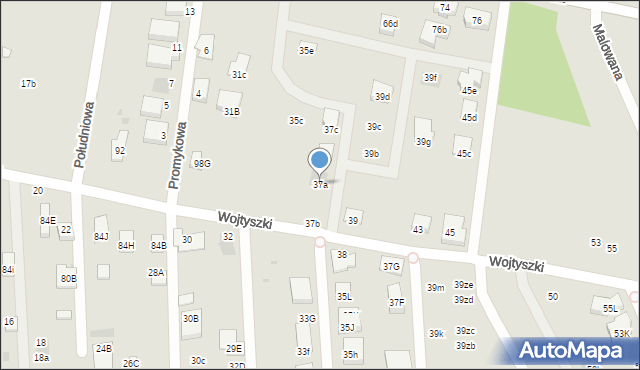 Warszawa, Wojtyszki Wacława, 37a, mapa Warszawy