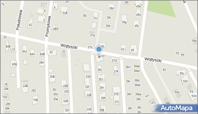 Warszawa, Wojtyszki Wacława, 38, mapa Warszawy