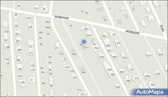 Warszawa, Wojtyszki Wacława, 50c, mapa Warszawy