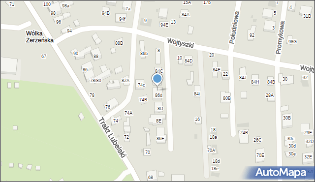 Warszawa, Wojtyszki Wacława, 8C, mapa Warszawy