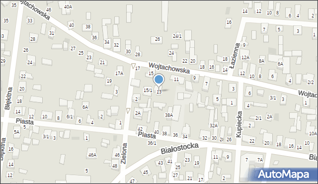 Wasilków, Wojtachowska, 13, mapa Wasilków