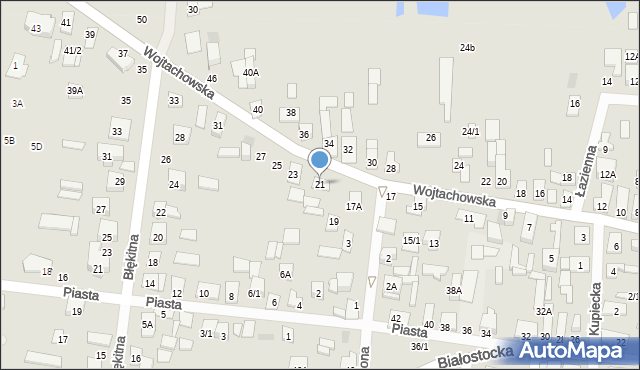 Wasilków, Wojtachowska, 21, mapa Wasilków