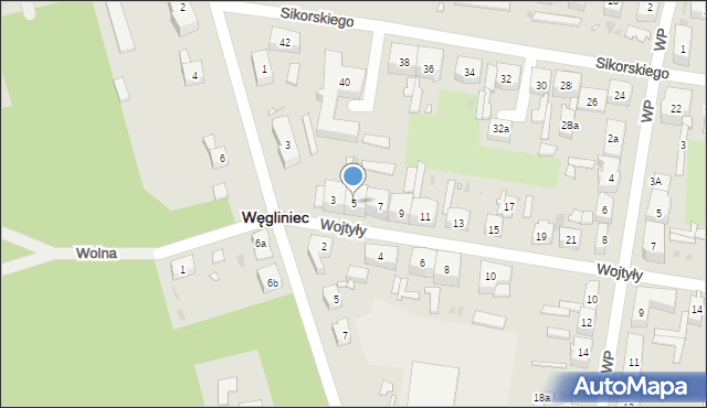 Węgliniec, Wojtyły Karola, 5, mapa Węgliniec