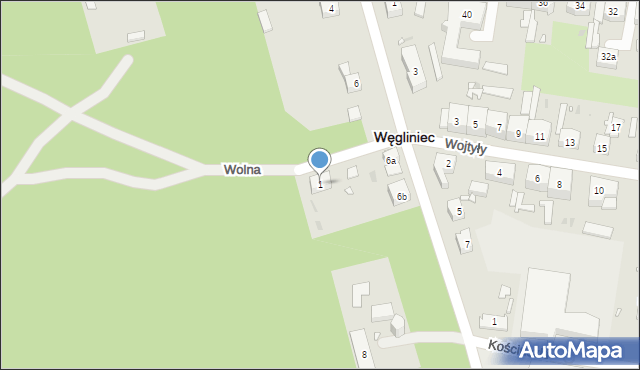 Węgliniec, Wolna, 1, mapa Węgliniec