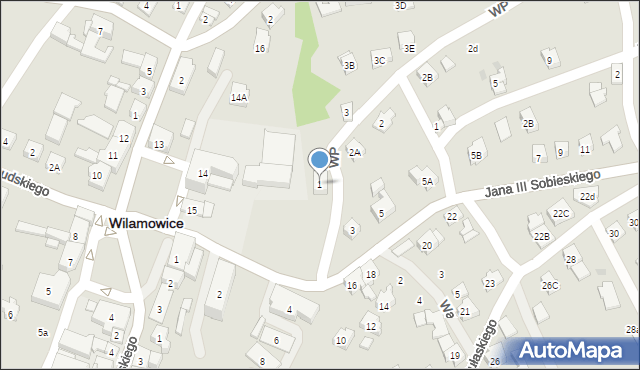 Wilamowice, Wojska Polskiego, 1, mapa Wilamowice