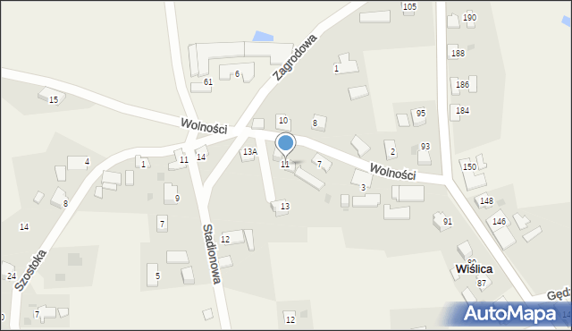 Wiślica, Wolności, 11, mapa Wiślica